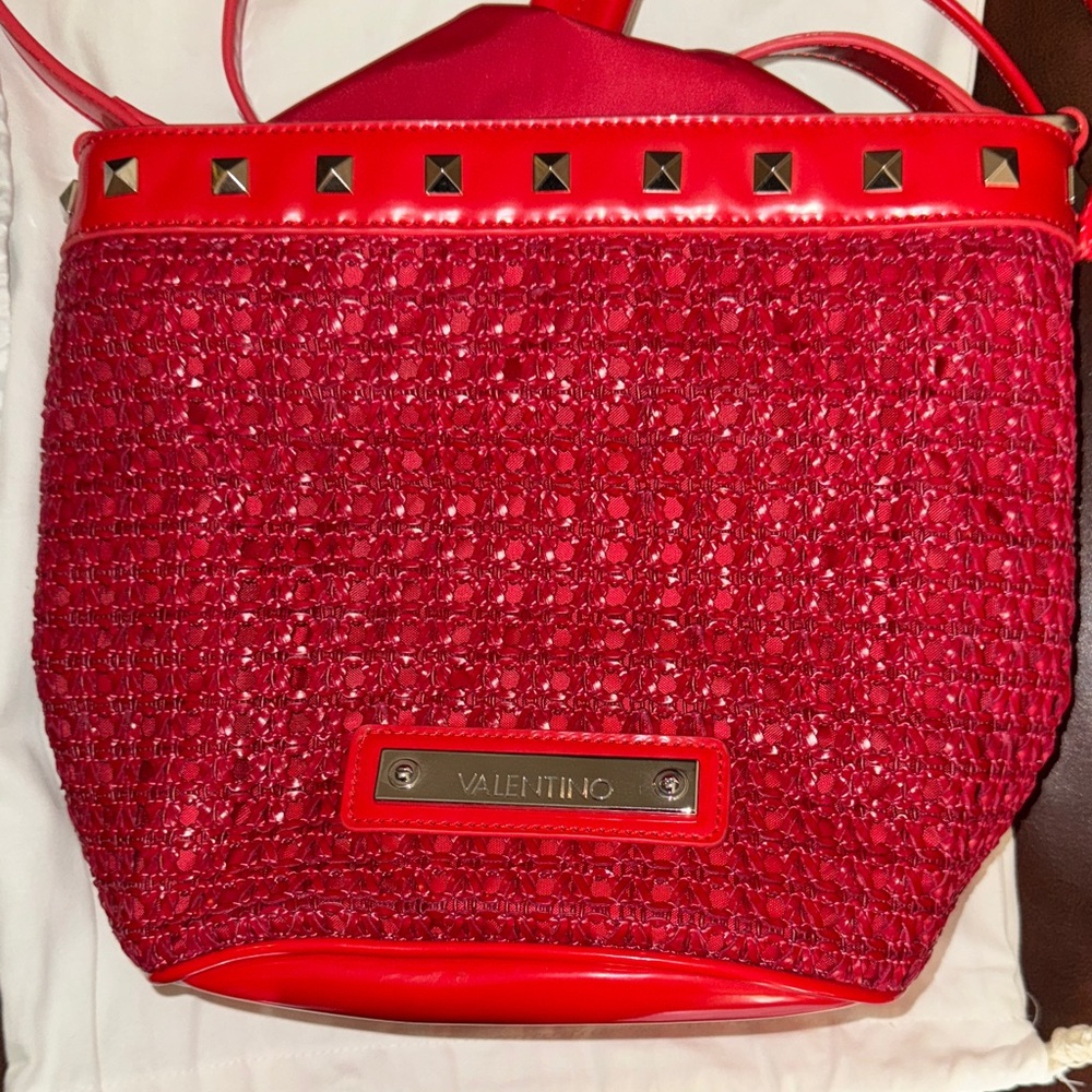 Valentino Red Studded Shoulder Bag
